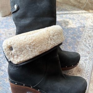 UGG Black and Cream Ankle Boots